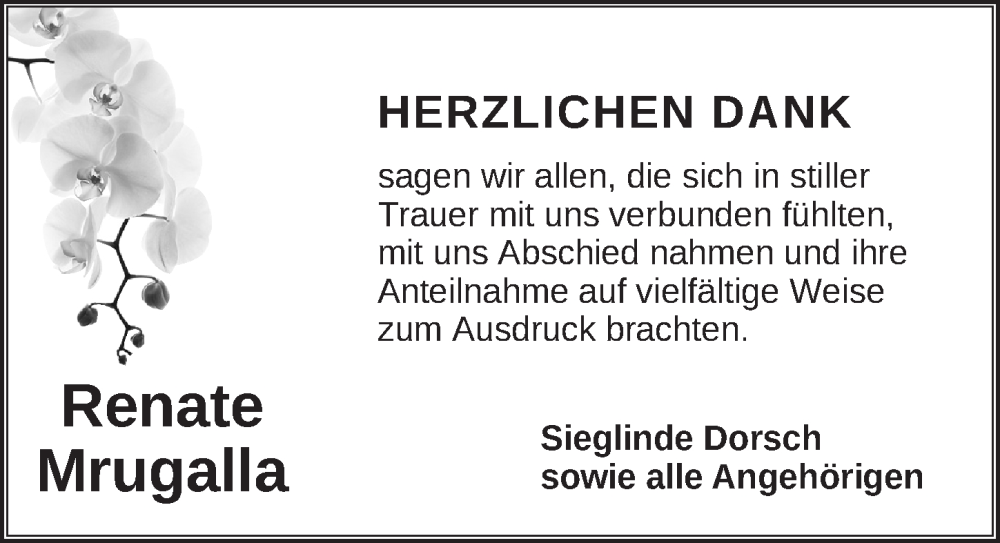  Traueranzeige für Renate Mrugalla vom 26.11.2022 aus Dinkelsbühl/ Feuchtwangen