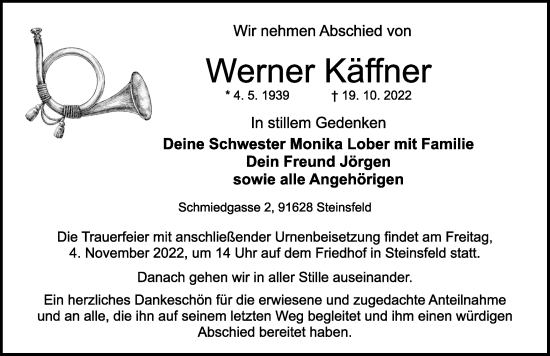 Traueranzeige von Werner Käffner von Rothenburg