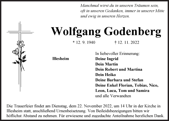 Traueranzeige von Wolfgang Godenberg von Neustadt/ Scheinfeld/ Uffenheim