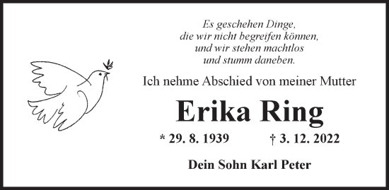 Traueranzeige von Erika Ring von Neustadt/ Scheinfeld/ Uffenheim