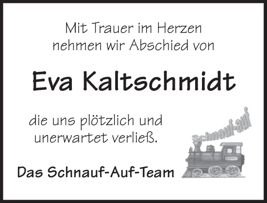 Traueranzeige von Eva Kaltschmidt von Ansbach