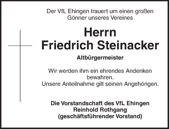 Traueranzeige von Friedrich Steinacker von Dinkelsbühl/ Feuchtwangen