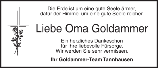 Traueranzeige von Hannchen Goldammer von Dinkelsbühl/ Feuchtwangen