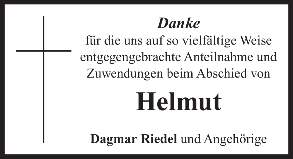  Traueranzeige für Helmut Riedel vom 30.12.2022 aus Neustadt/ Scheinfeld/ Uffenheim