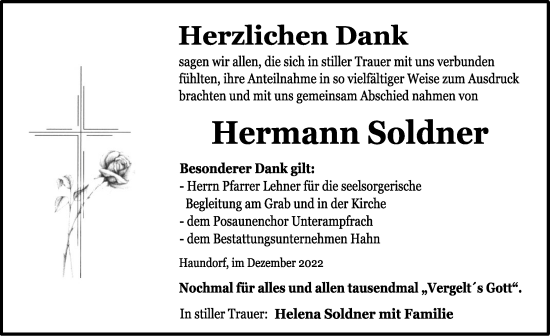 Traueranzeige von Hermann Soldner von Dinkelsbühl/ Feuchtwangen