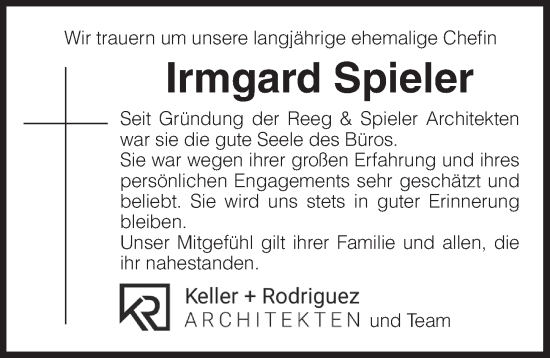 Traueranzeige von Irmgard Spieler von Neustadt/ Scheinfeld/ Uffenheim