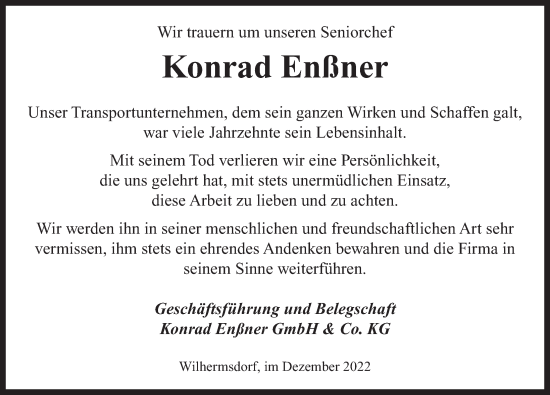 Traueranzeige von Konrad Enßner von Neustadt/ Scheinfeld/ Uffenheim