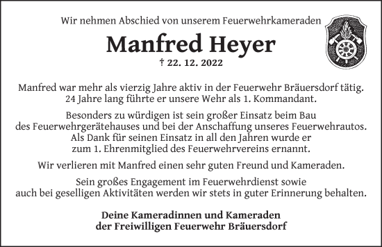 Traueranzeige von Manfred Heyer von Neustadt/ Scheinfeld/ Uffenheim