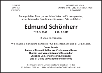 Traueranzeige von Edmund Schönherr von Dinkelsbühl/ Feuchtwangen