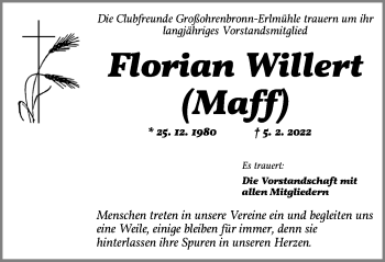 Traueranzeige von Florian Willert von Dinkelsbühl/ Feuchtwangen