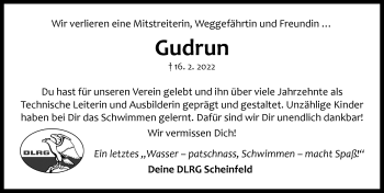 Traueranzeige von Gudrun Schwintek von Neustadt/ Scheinfeld/ Uffenheim