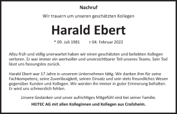 Traueranzeige von Harald Ebert von Rothenburg