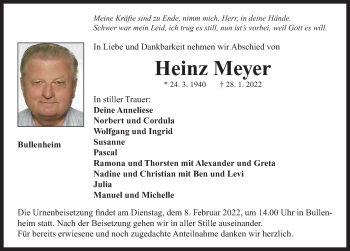 Traueranzeige von Heinz Meyer von Neustadt/ Scheinfeld/ Uffenheim