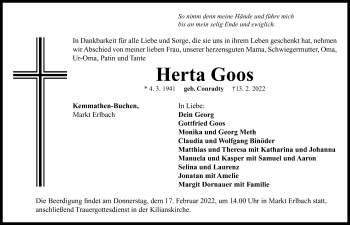 Traueranzeige von Herta Goos von Neustadt/ Scheinfeld/ Uffenheim