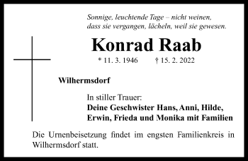 Traueranzeige von Konrad Raab von Neustadt/ Scheinfeld/ Uffenheim