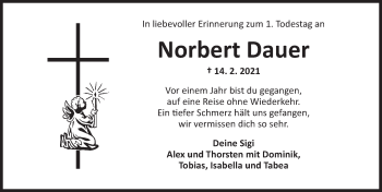 Traueranzeige von Norbert Dauer von Ansbach