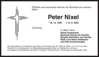 Traueranzeige von Peter Nixel von Ansbach