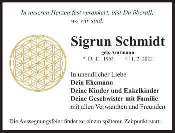 Traueranzeige von Sigrun Schmidt von Neustadt/ Scheinfeld/ Uffenheim