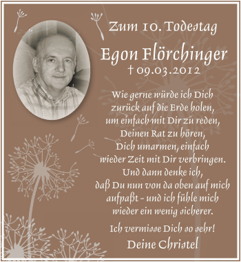 Traueranzeige von Egon Flörchinger von Rothenburg