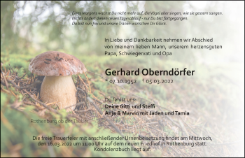 Traueranzeige von Gerhard Oberndörfer von Rothenburg