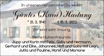 Traueranzeige von Günter Hartung von Ansbach