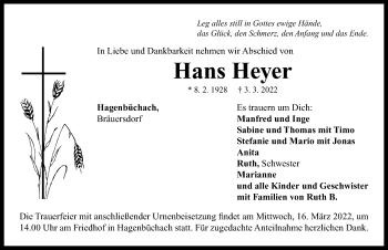 Traueranzeige von Hans Heyer von Neustadt/ Scheinfeld/ Uffenheim