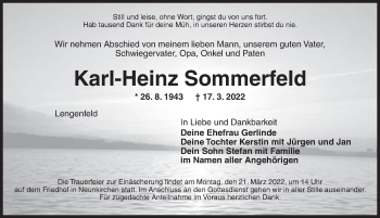 Traueranzeige von Karl-Heinz Sommerfeld von Ansbach