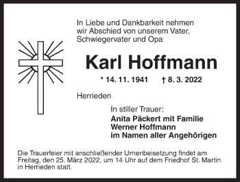 Traueranzeige von Karl Hoffmann von Ansbach