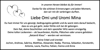 Traueranzeige von Mina  von Rothenburg