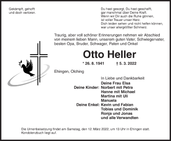 Traueranzeige von Otto Heller von Dinkelsbühl/ Feuchtwangen