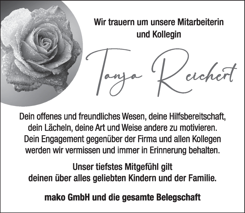  Traueranzeige für Tanja Reichert vom 25.03.2022 aus Dinkelsbühl/ Feuchtwangen