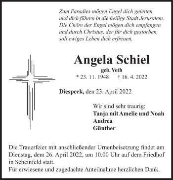 Traueranzeige von Angela Schiel von Neustadt/ Scheinfeld/ Uffenheim