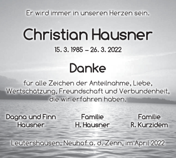 Traueranzeige von Christian Hausner von Ansbach