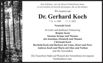 Traueranzeige von Gerhard Koch von Neustadt/ Scheinfeld/ Uffenheim