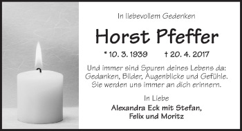 Traueranzeige von Horst Pfeffer von Ansbach