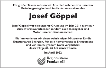 Traueranzeige von Josef Göppel von GE