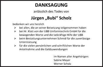 Traueranzeige von Jürgen Scholz von Rothenburg
