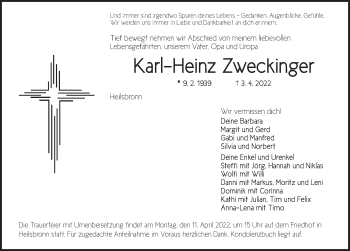 Traueranzeige von Karl-Heinz Zweckinger von Ansbach