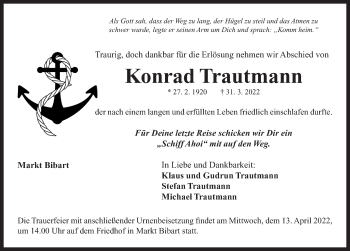 Traueranzeige von Konrad Trautmann von Neustadt/ Scheinfeld/ Uffenheim