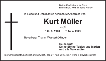 Traueranzeige von Kurt Müller von Dinkelsbühl/ Feuchtwangen