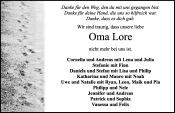 Traueranzeige von Lore  von Rothenburg