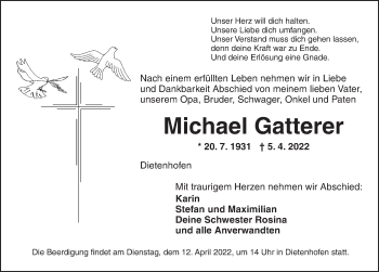 Traueranzeige von Michael Gatterer von Ansbach
