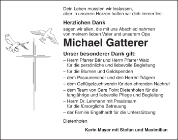 Traueranzeige von Michael Gatterer von Ansbach