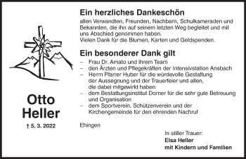 Traueranzeige von Otto Heller von Dinkelsbühl/ Feuchtwangen