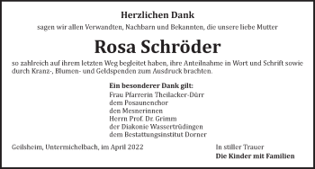 Traueranzeige von Rosa Schröder von Dinkelsbühl/ Feuchtwangen