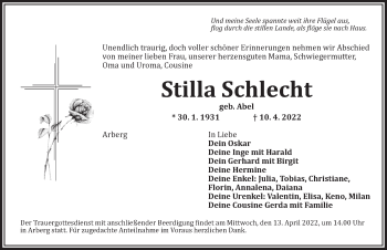 Traueranzeige von Stilla Schlecht von Ansbach