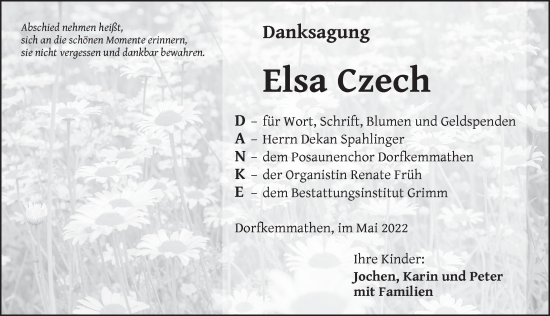 Traueranzeige von Elsa Czech von Dinkelsbühl/ Feuchtwangen