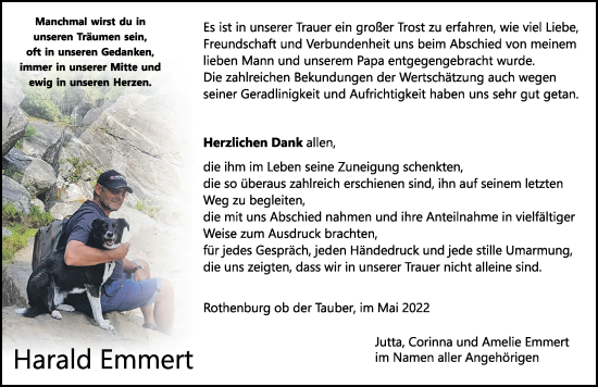 Traueranzeige von Harald Emmert von Rothenburg