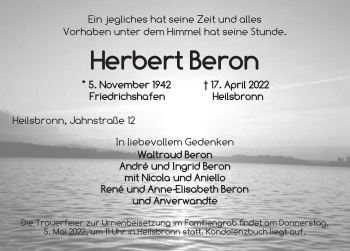 Traueranzeige von Herbert Beron von Ansbach