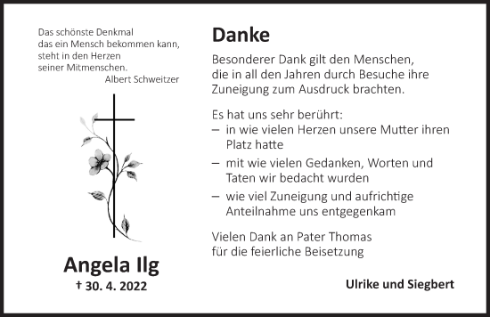 Traueranzeige von Angela Ilg von Dinkelsbühl/ Feuchtwangen